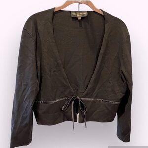 🎭🍕🪻Donna Ricco cardigan sweater front tie black large balletcore